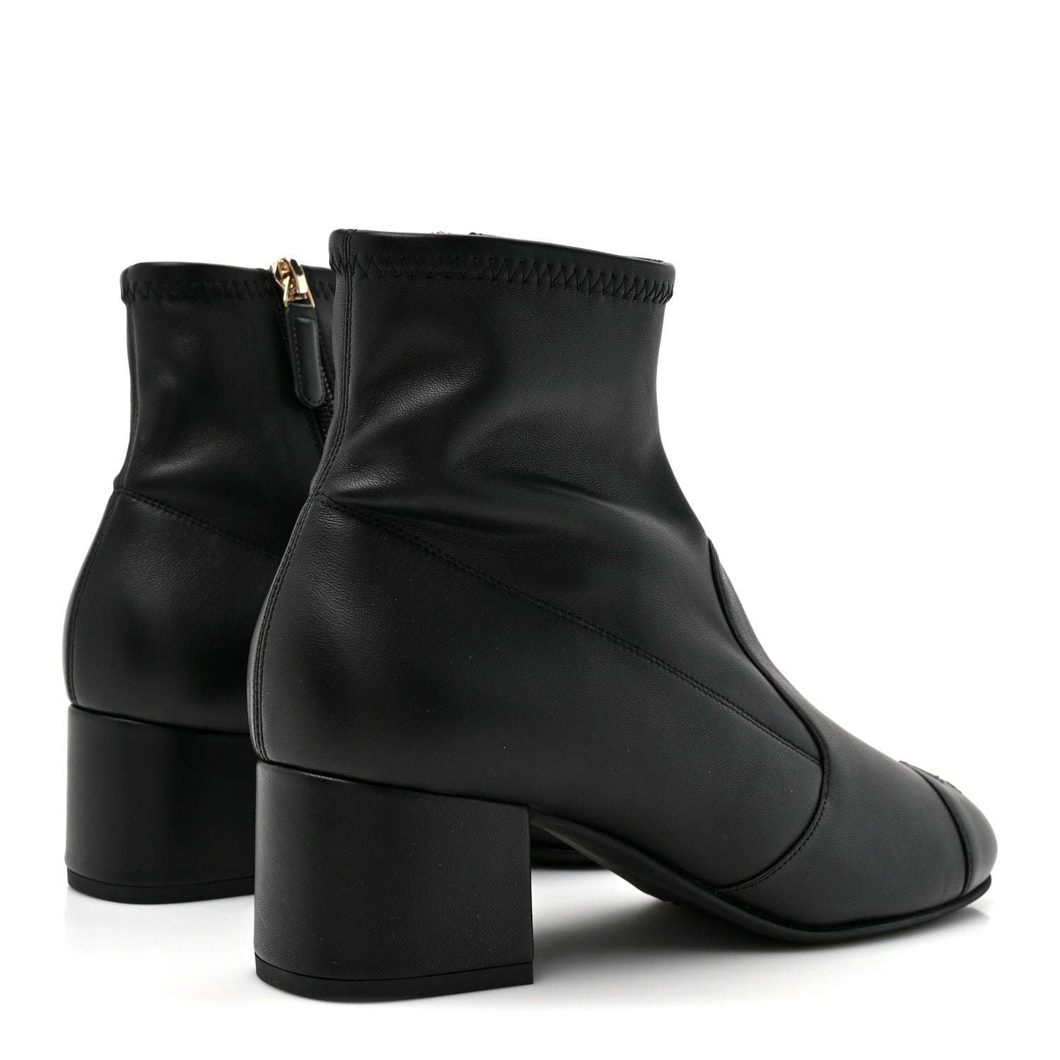Chanel Stretch Lambskin Cap Toe CC Short Boots 38.5 Black 5 of 9