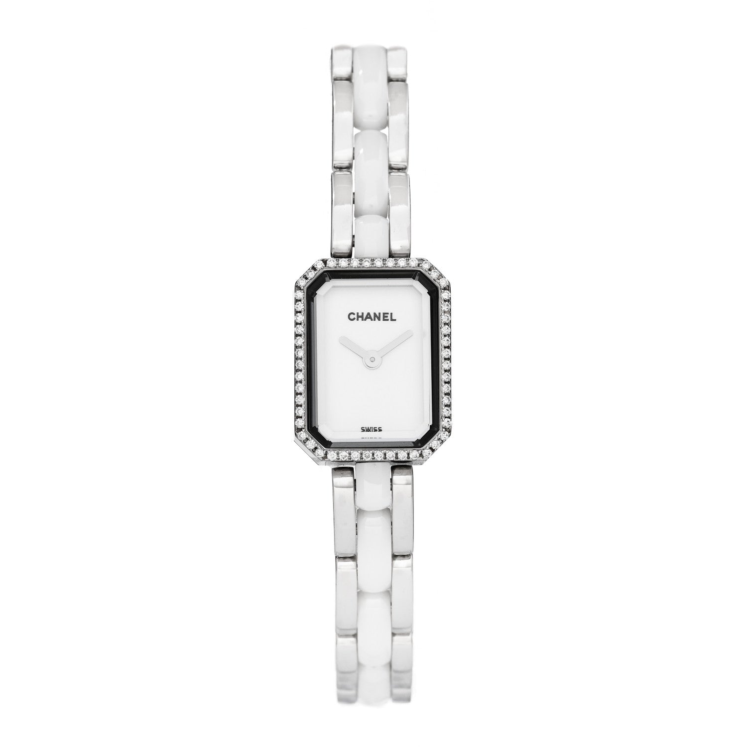 Chanel Stainless Steel Ceramic Diamond Bezel 16mm Chain Premiere Quartz Watch White 1 of 4