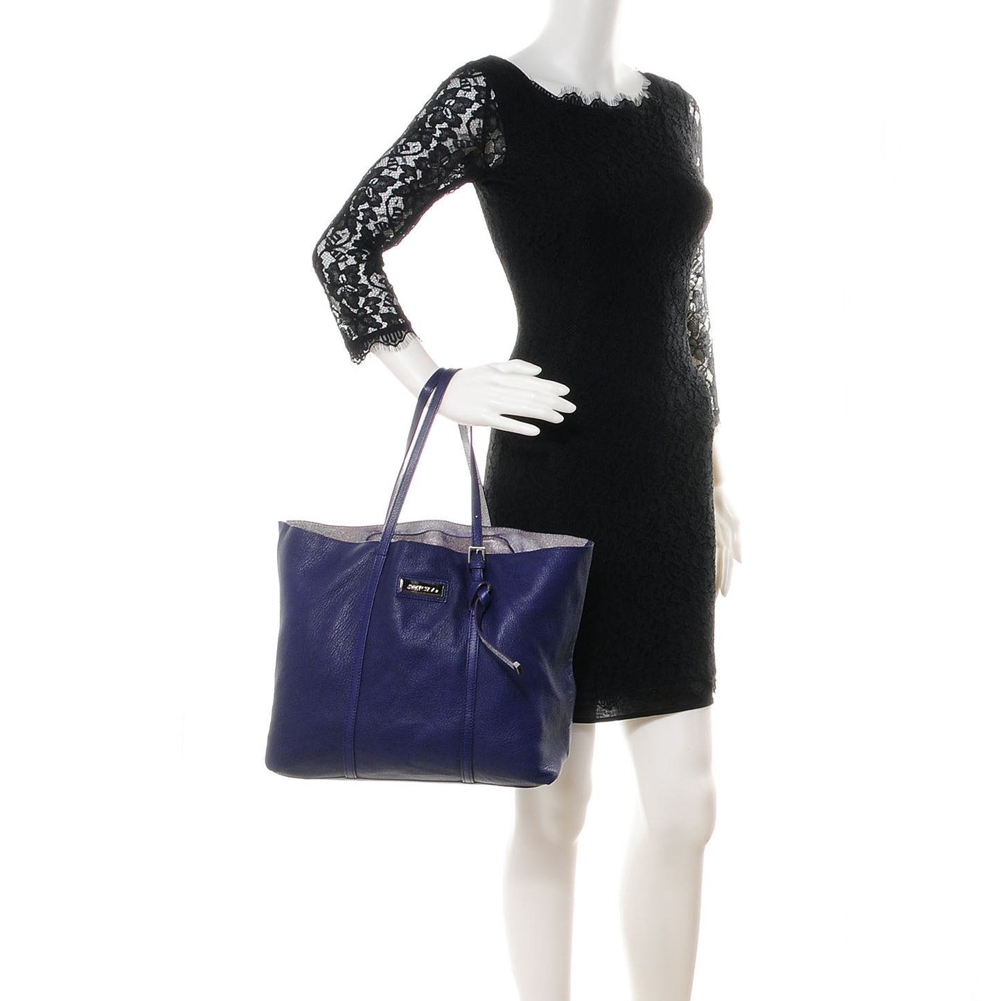 Crushed Metallic Leather Sasha Tote Purple Silver
