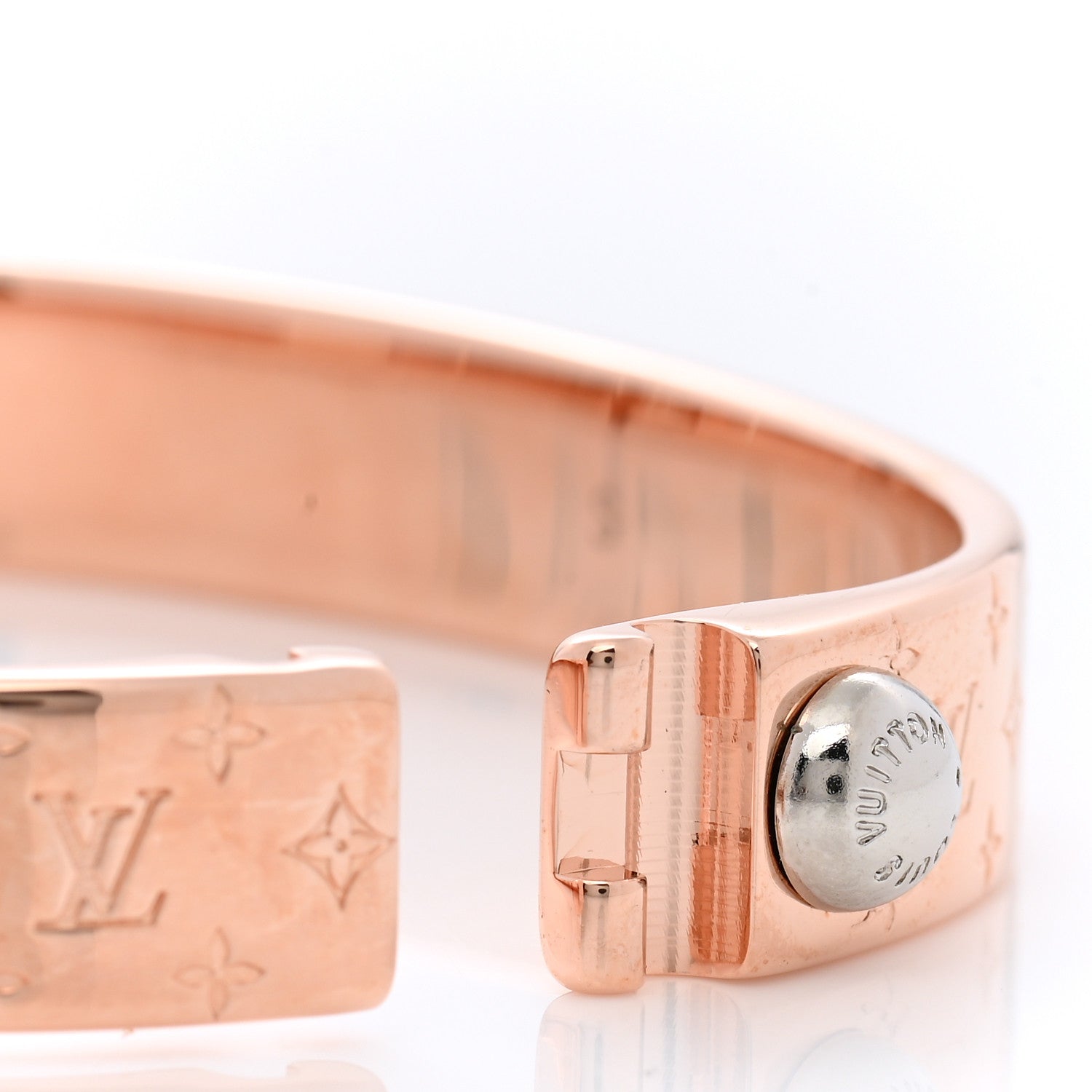 Louis Vuitton Brass Monogram Nanogram Cuff S Pink Gold 7 of 8