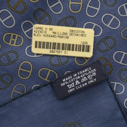 Hermes Cotton Maillons Dechaines Scarf 90 Bleu Hussard and Marine 4 of 5