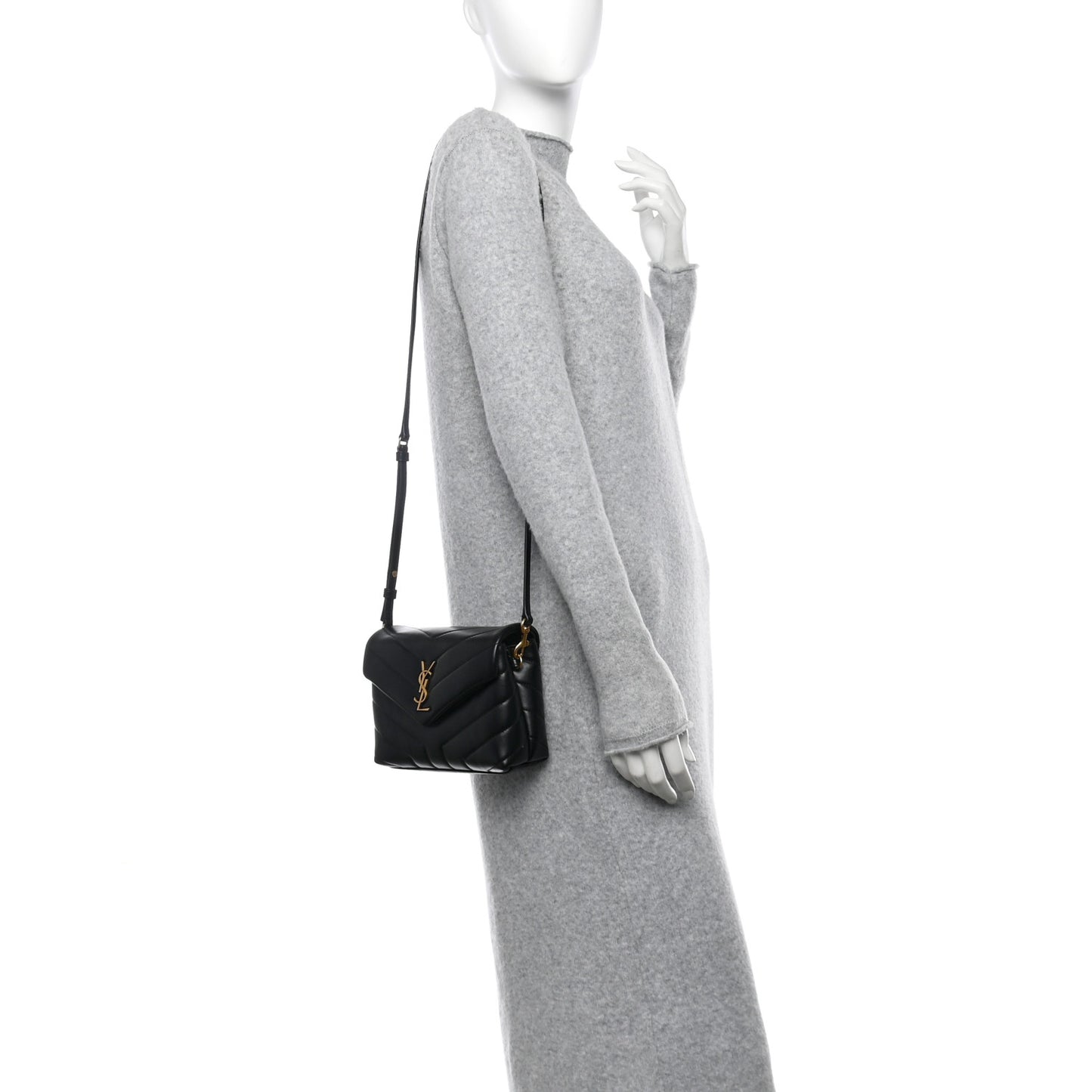 Calfskin Y Quilted Monogram Toy Loulou Crossbody Bag Black