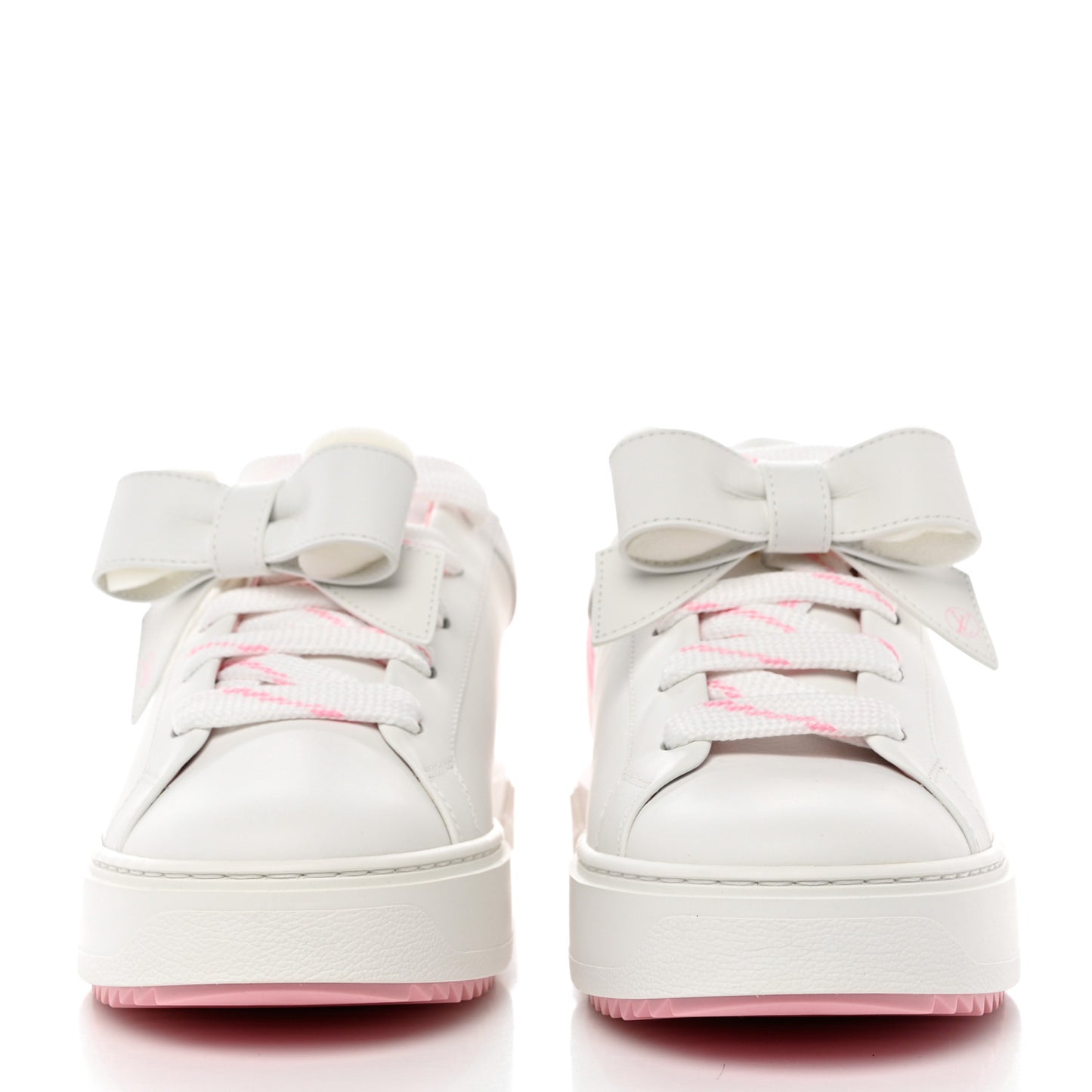 Calfskin Time Out Bow Sneakers 40 White Pink