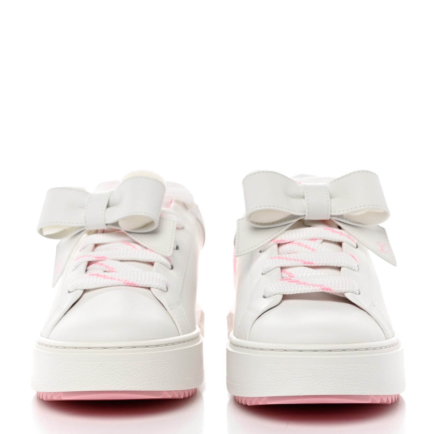 Louis Vuitton Calfskin Time Out Bow Sneakers 40 White Pink 2 of 8