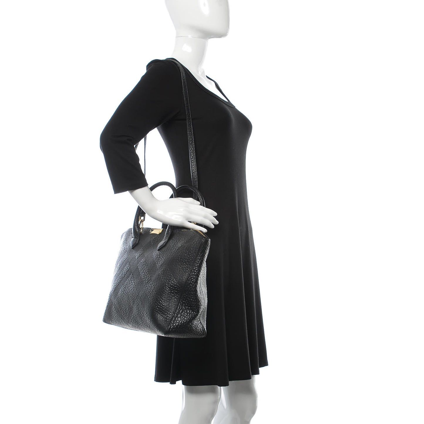 Heritage Grain Check Embossed Medium Dewsbury Tote Black