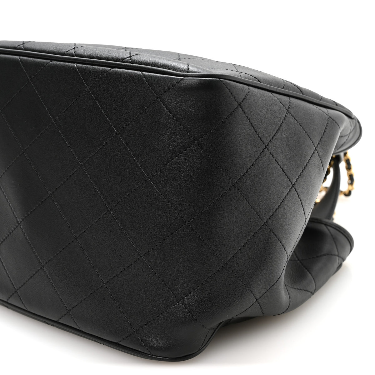 Calfskin Stitched Mini Shopping Tote Black