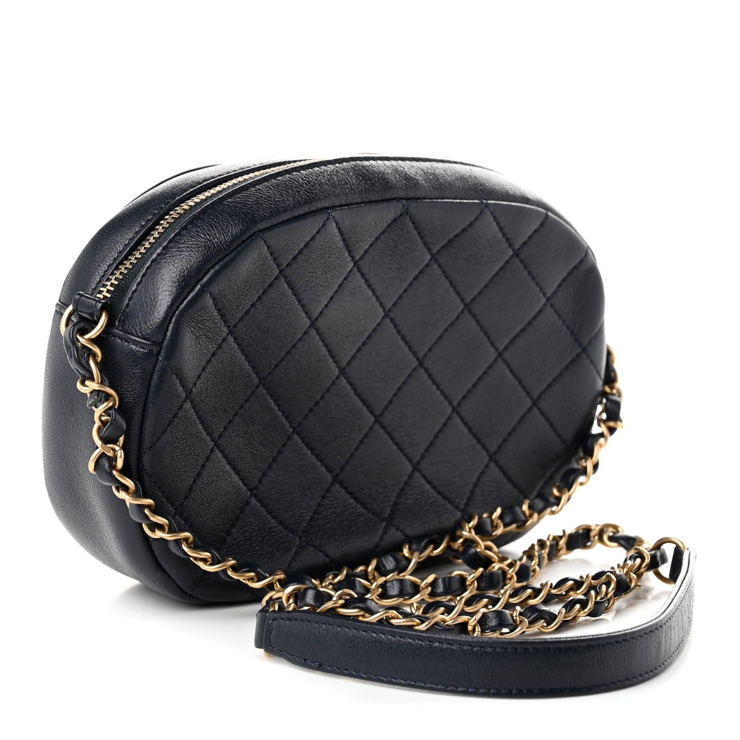 Lambskin Quilted Coco Midnight Camera Case Navy