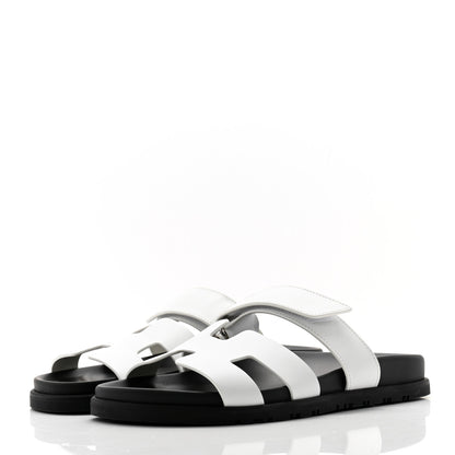 Hermes Calfskin Womens Chypre Sandals 37 White 3 of 9