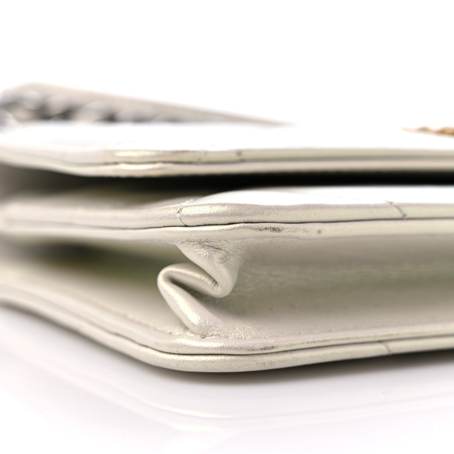 Chanel Iridescent Calfskin Quilted Chanel 19 Wallet On Chain WOC White 9 of 13