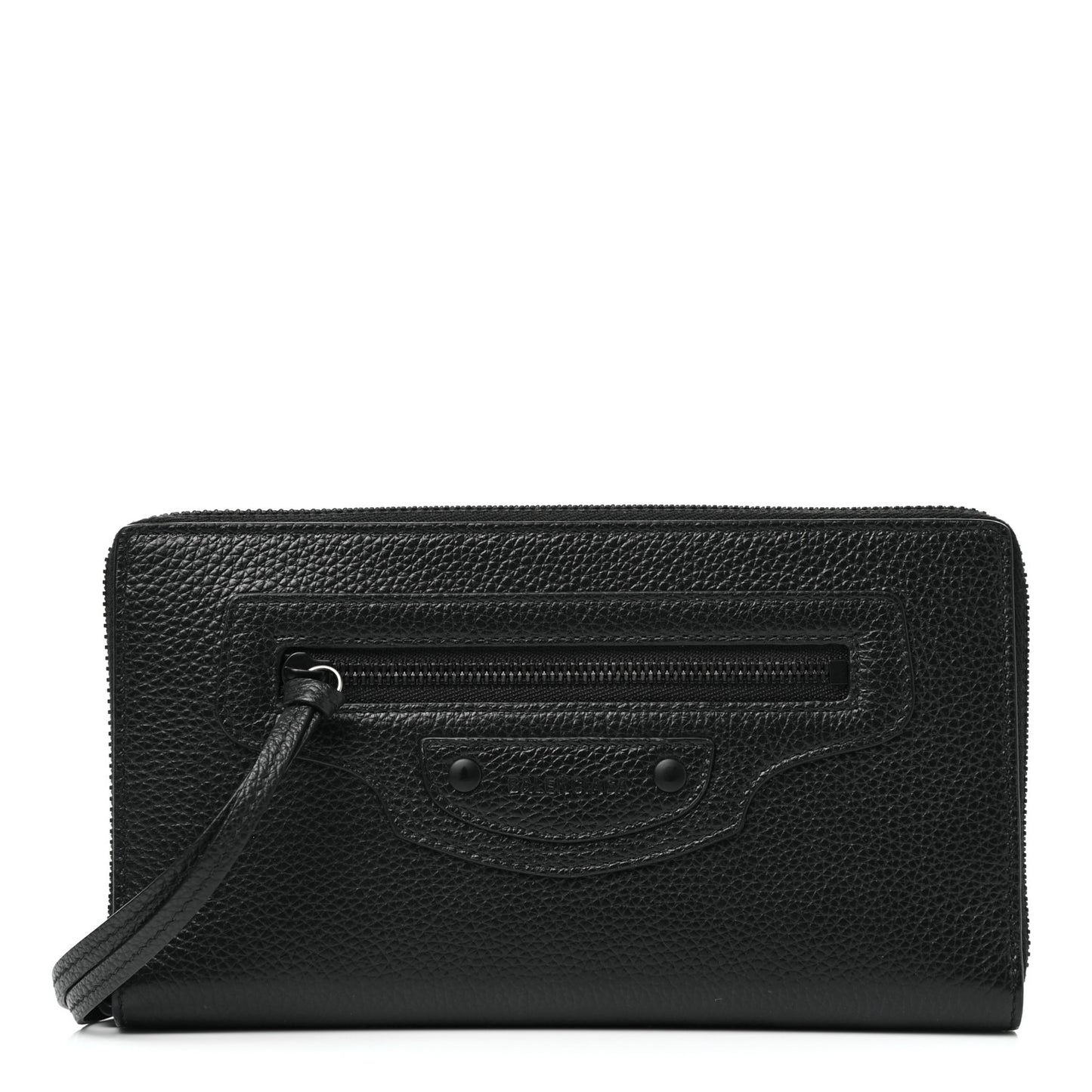 Grained Calfskin Neo Classic Continental Zip Around Wallet Black