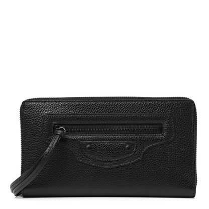 Balenciaga Grained Calfskin Neo Classic Continental Zip Around Wallet Black 1 of 8