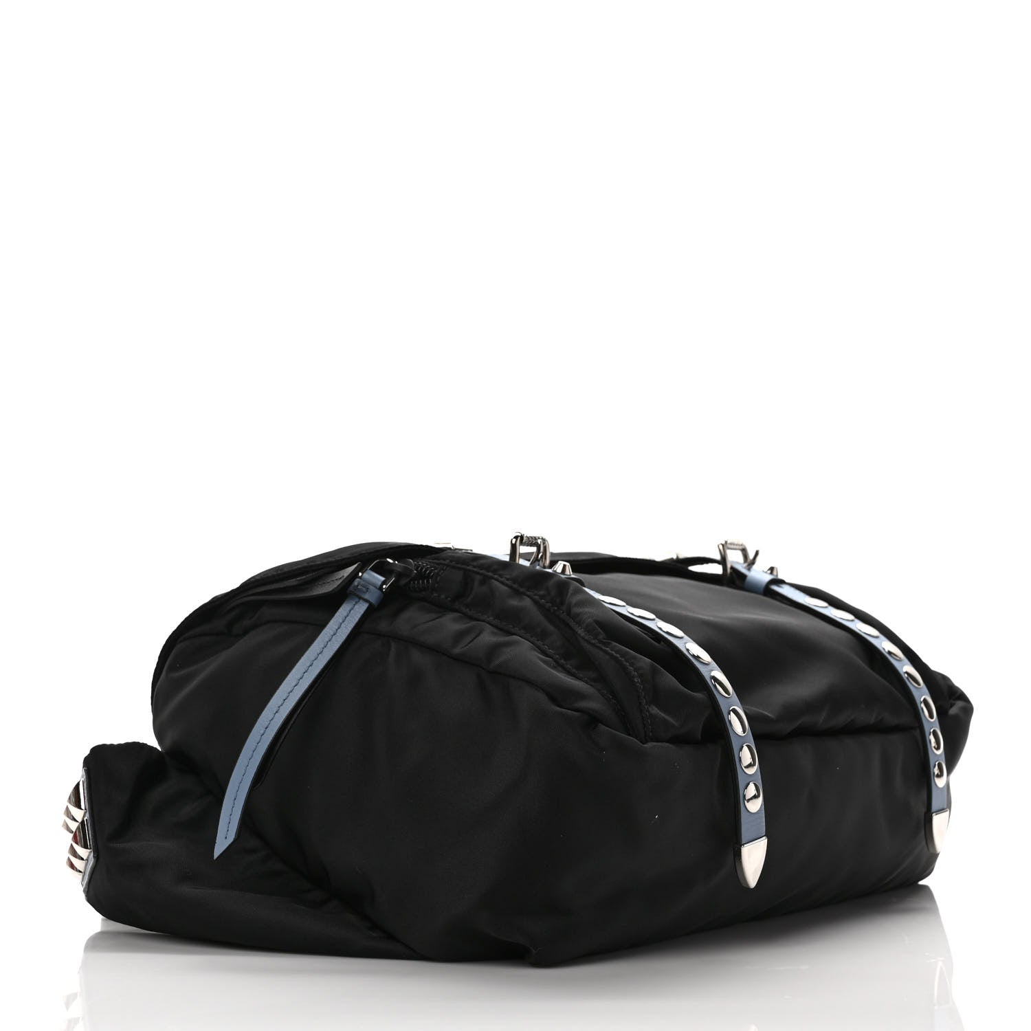 Prada Nylon New Vela Studded Messenger Bag Black 3 of 8