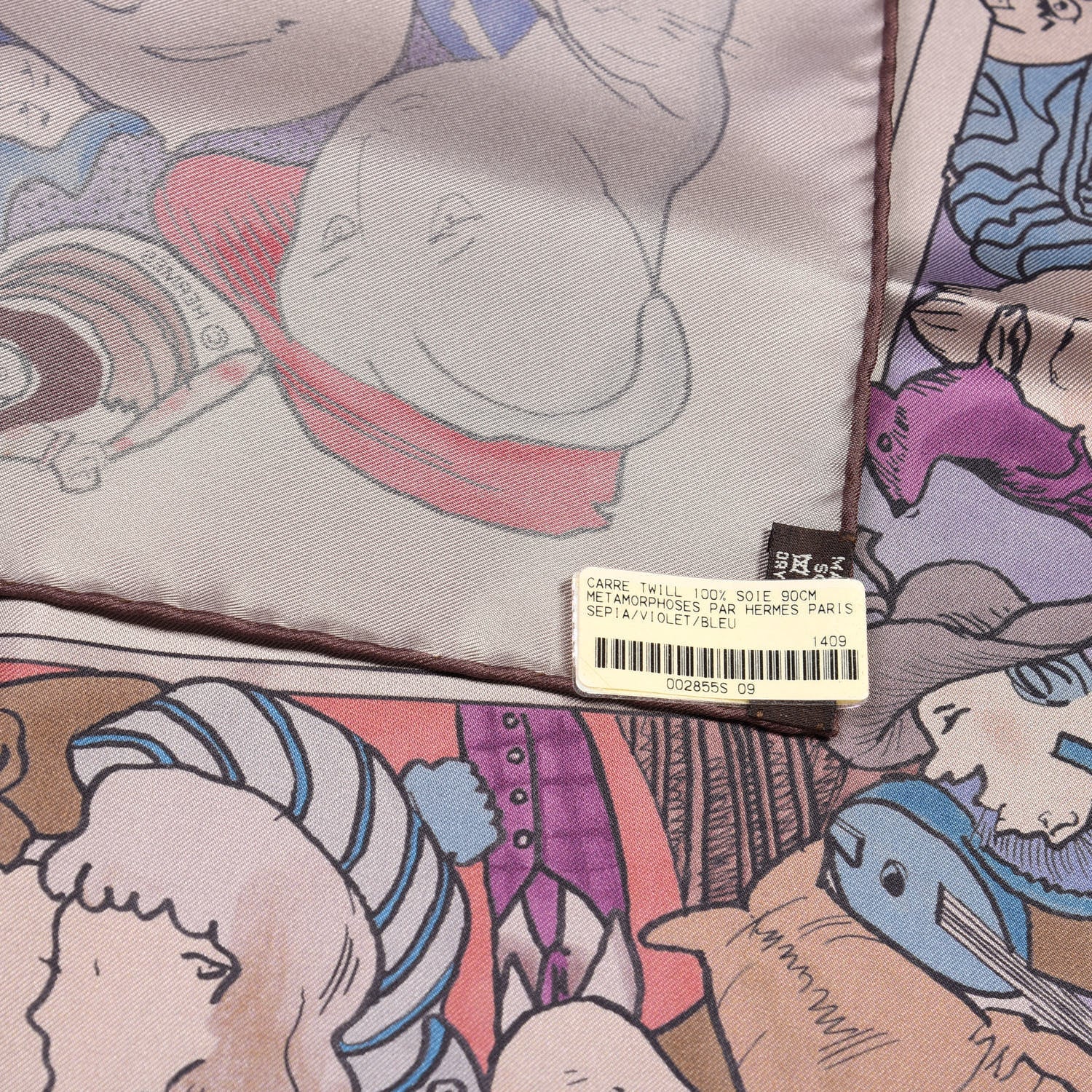 Hermes Silk Metamorphoses Par Hermes Paris Scarf 90 Sepia Violet Bleu 3 of 4