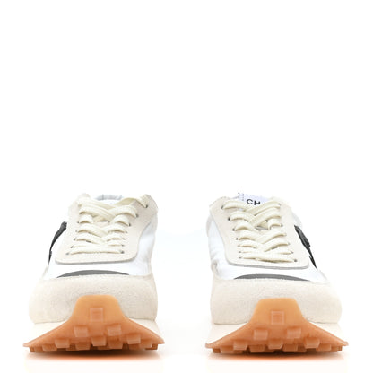 Chanel Fabric Calfskin Suede CC Sneakers 39 Ivory Black 3 of 9