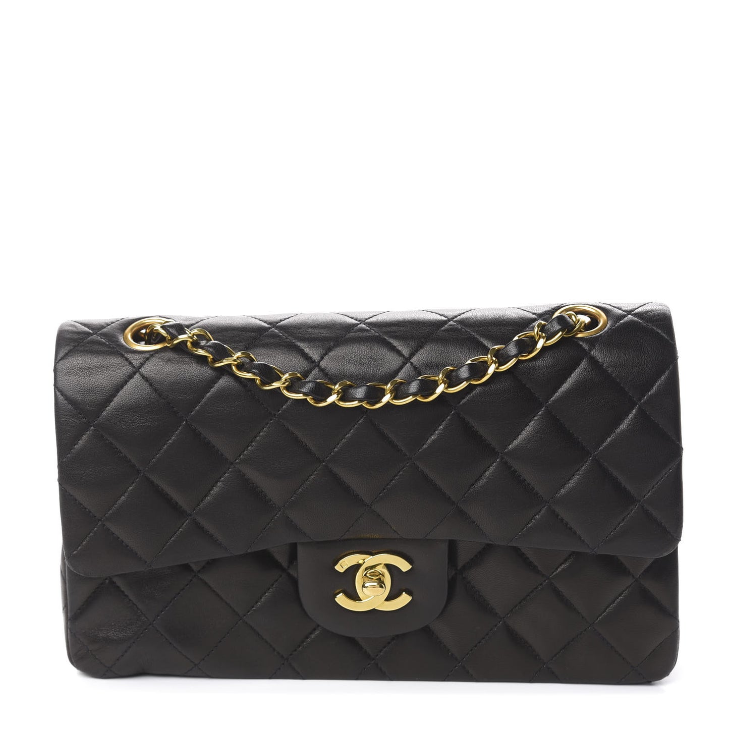 Lambskin Quilted Small Double Flap Black