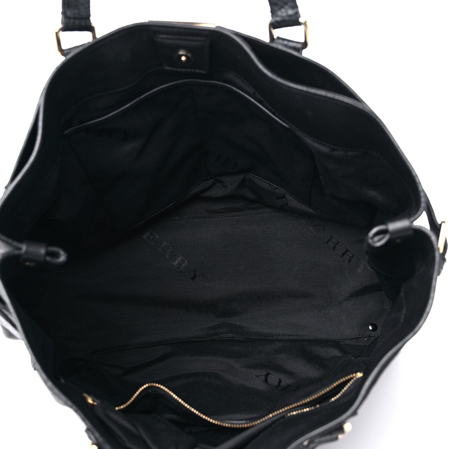 Signature Grain Calfskin Medium Tote Black