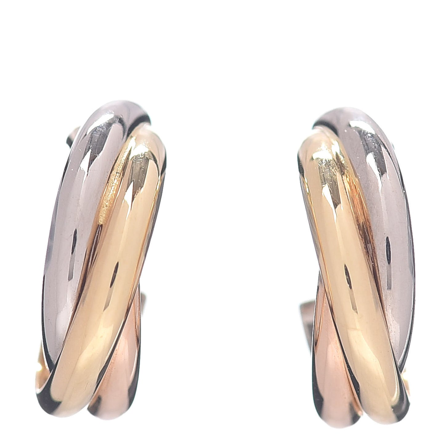 18K Pink Yellow White Gold Small Trinity Hoop Earrings