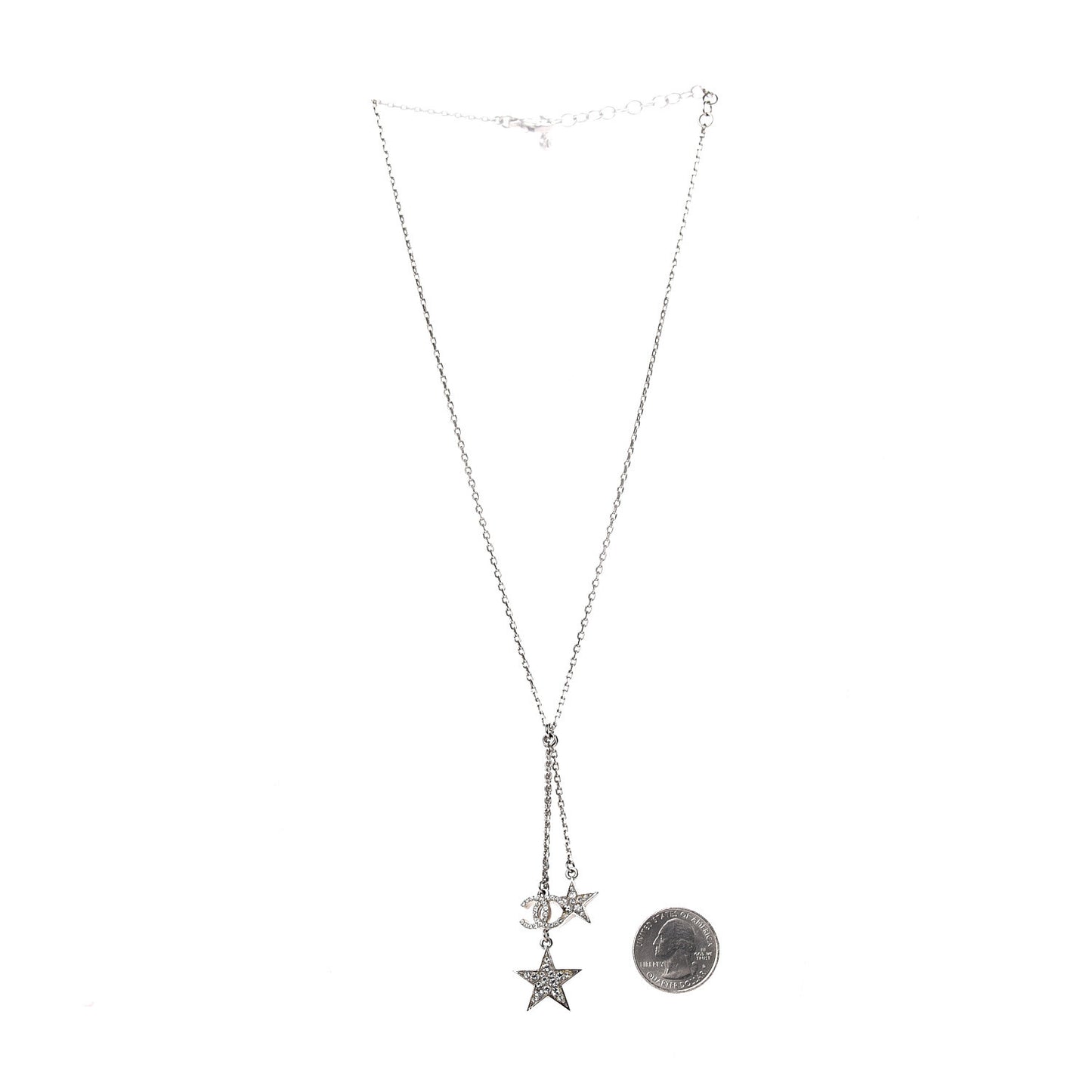 Crystal Glitter Star CC Pendant Necklace Silver Gold