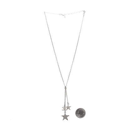 Chanel Crystal Glitter Star CC Pendant Necklace Silver Gold 3 of 4