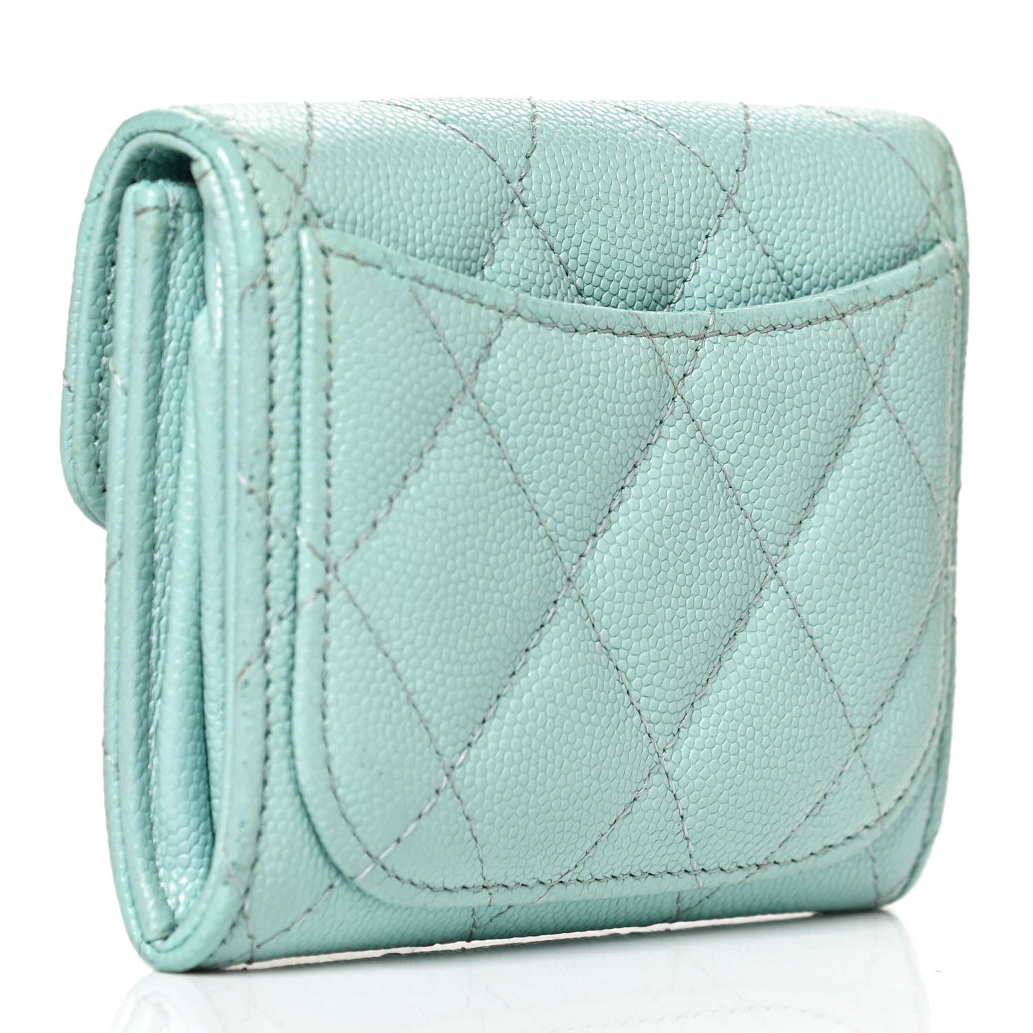 Chanel Caviar Quilted Flap Card Holder Wallet Light Blue 3 of 8