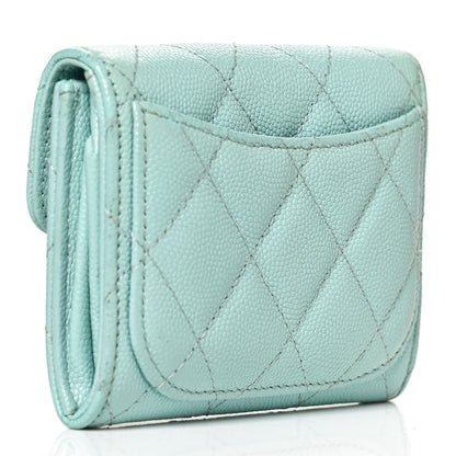 Chanel Caviar Quilted Flap Card Holder Wallet Light Blue 3 of 8