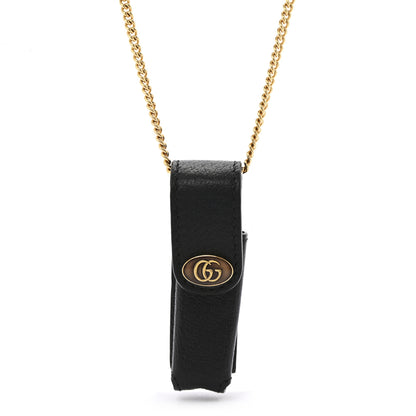 Gucci Textured Dollar Calfskin Enamel GG Lipstick Holder Necklace Black 4 of 7