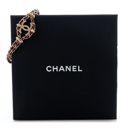 Chanel Metal Lambskin CC Chain Link Bracelet Burgundy 5 of 5