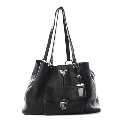 Prada Vitello Daino Shoulder Bag Black 1 of 8
