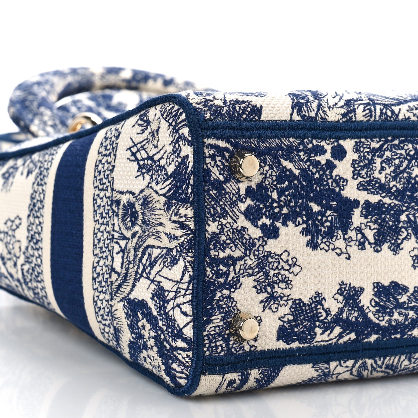Canvas Toile De Jouy Embroidered Medium Lady D-Lite Navy