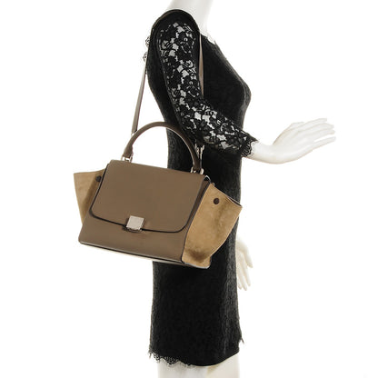 Celine Drummed Calfskin Suede Small Trapeze Dune 2 of 9