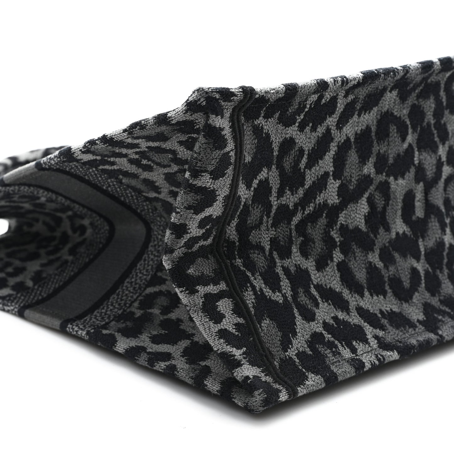 Canvas Mizza Embroidered Large Leopard Book Tote Grey