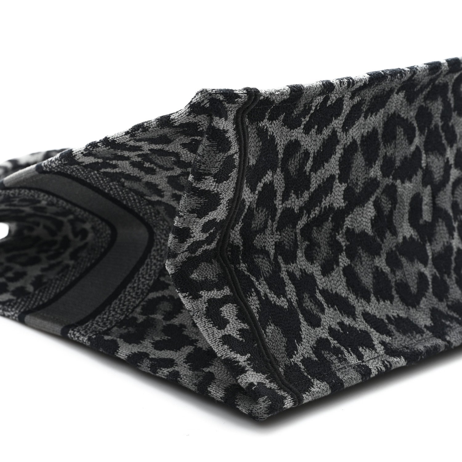 Christian Dior Canvas Mizza Embroidered Large Leopard Book Tote Grey 9 of 11