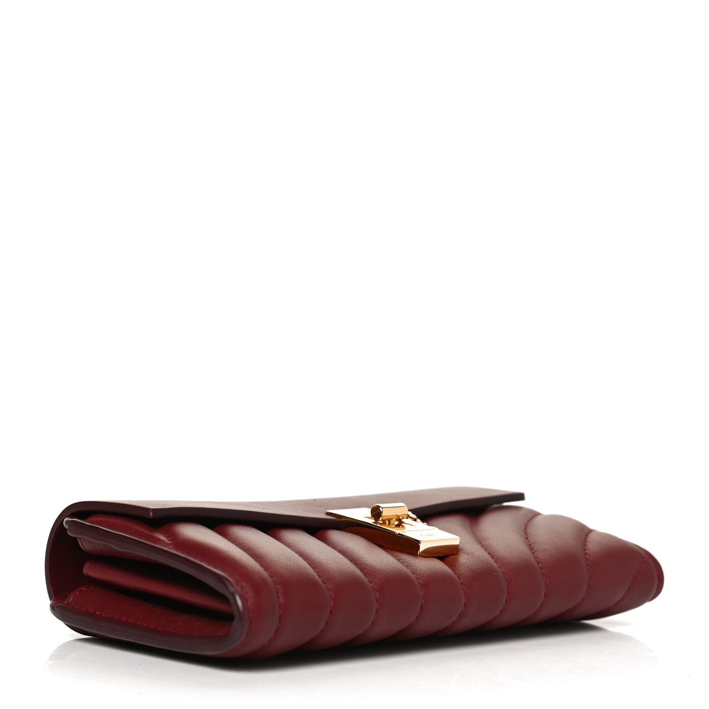 Calfskin Drew Long Wallet with Flap Plum Purple
