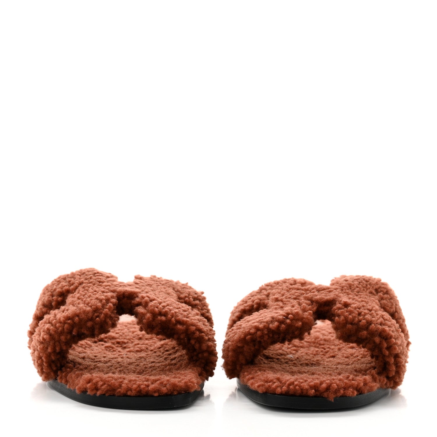 Hermes Woolskin Oran Sandals 38.5 Cognac 2 of 8