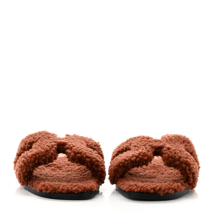 Hermes Woolskin Oran Sandals 38.5 Cognac 2 of 8