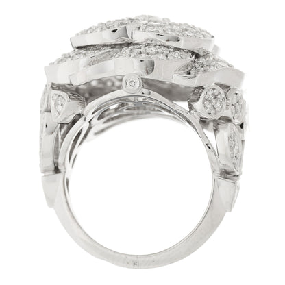 Chanel 18K White Gold Diamond 3.50ct Bouton de Camelia Ring 52 6 5 of 10