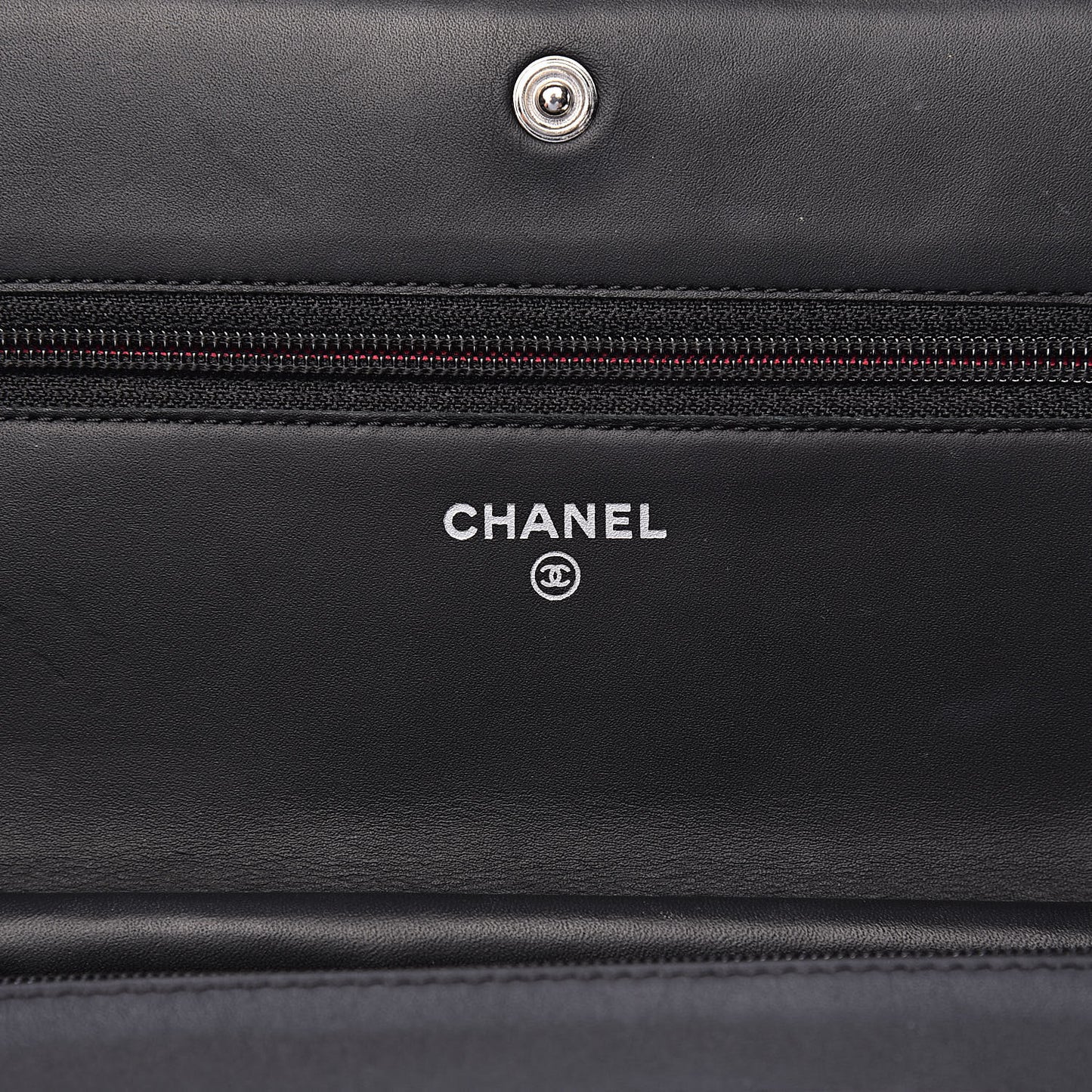 Calfskin Quilted Cambon Wallet On Chain WOC Black