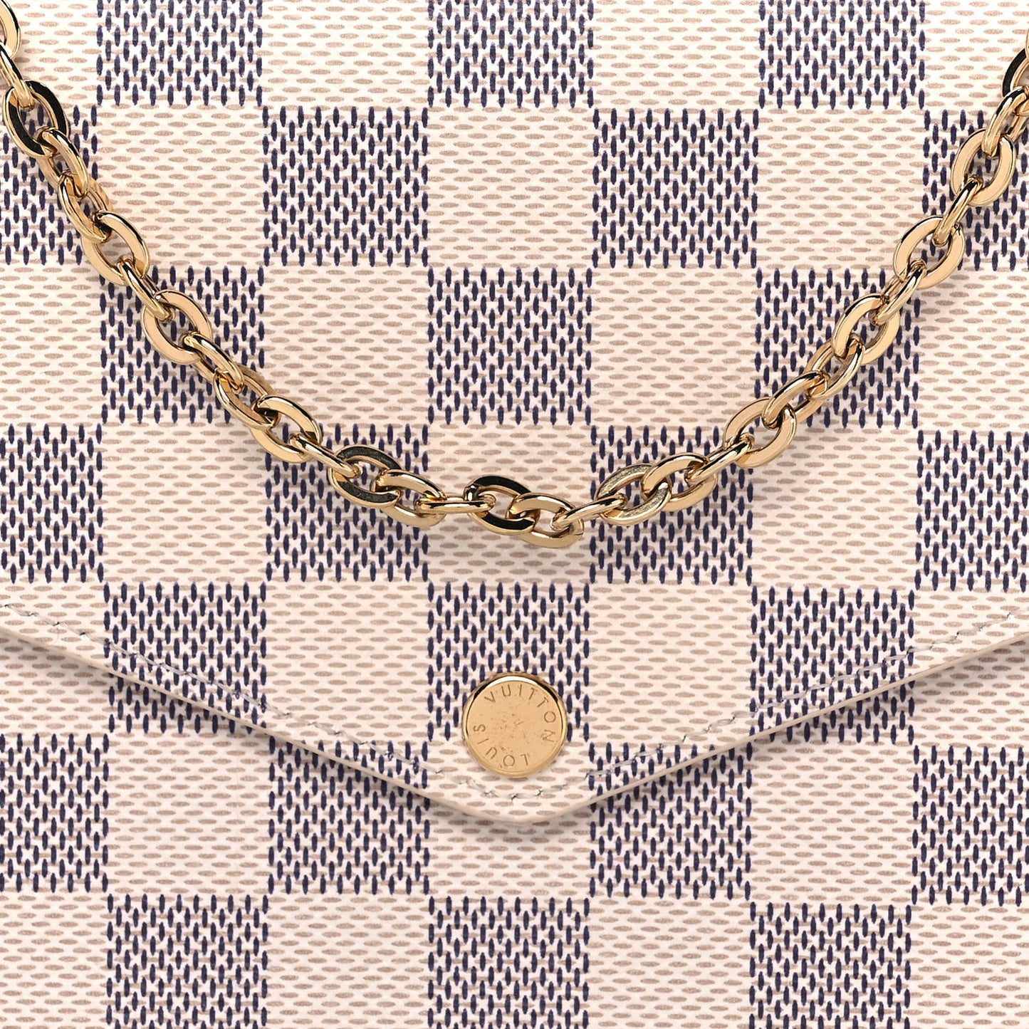 Damier Azur Pochette Felicie Chain Wallet Rose Ballerine