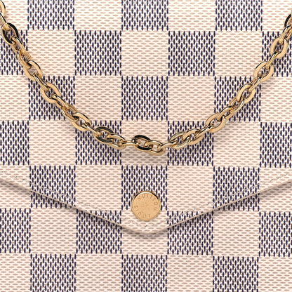 Louis Vuitton Damier Azur Pochette Felicie Chain Wallet Rose Ballerine 12 of 15