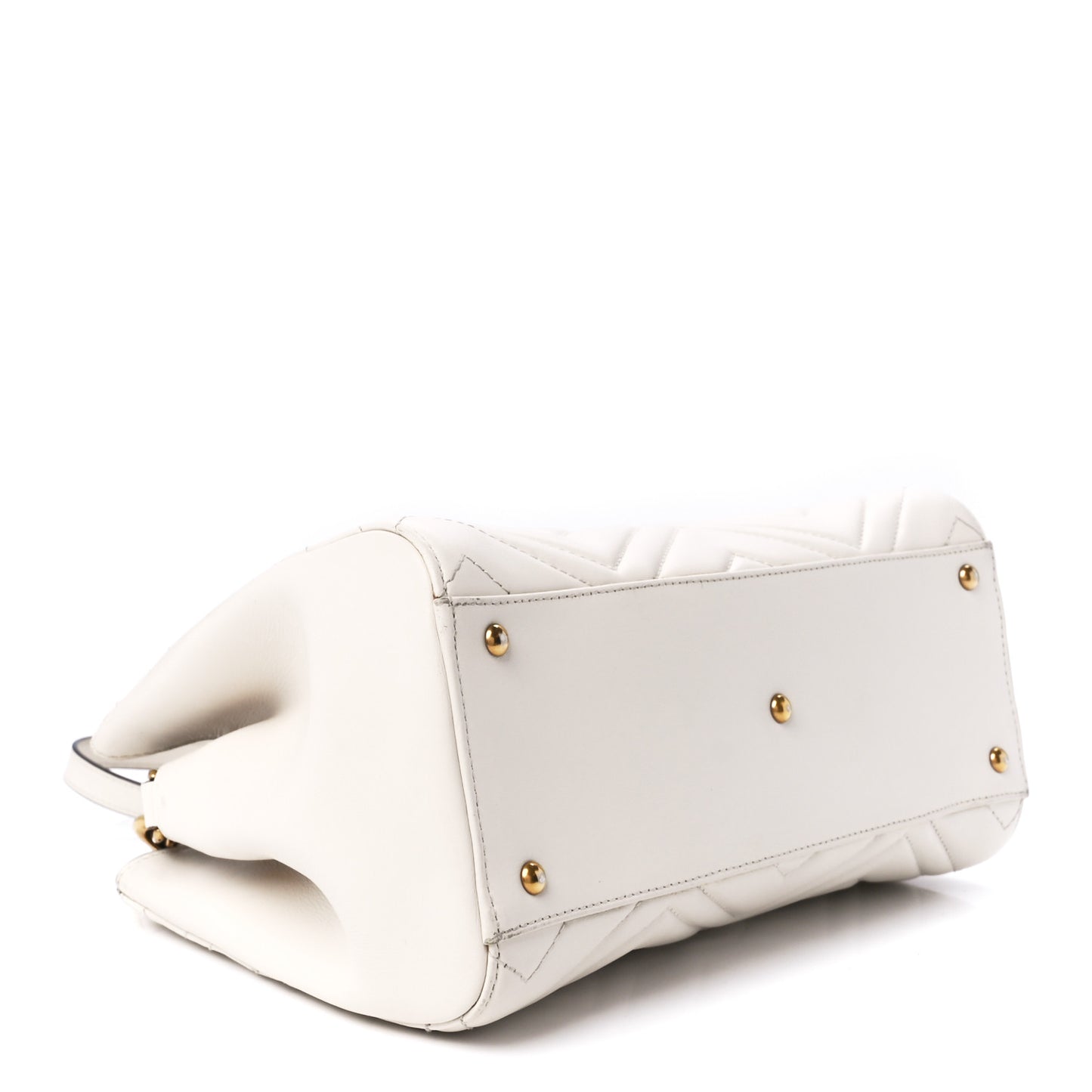 Calfskin Matelasse Small GG Marmont Tote White