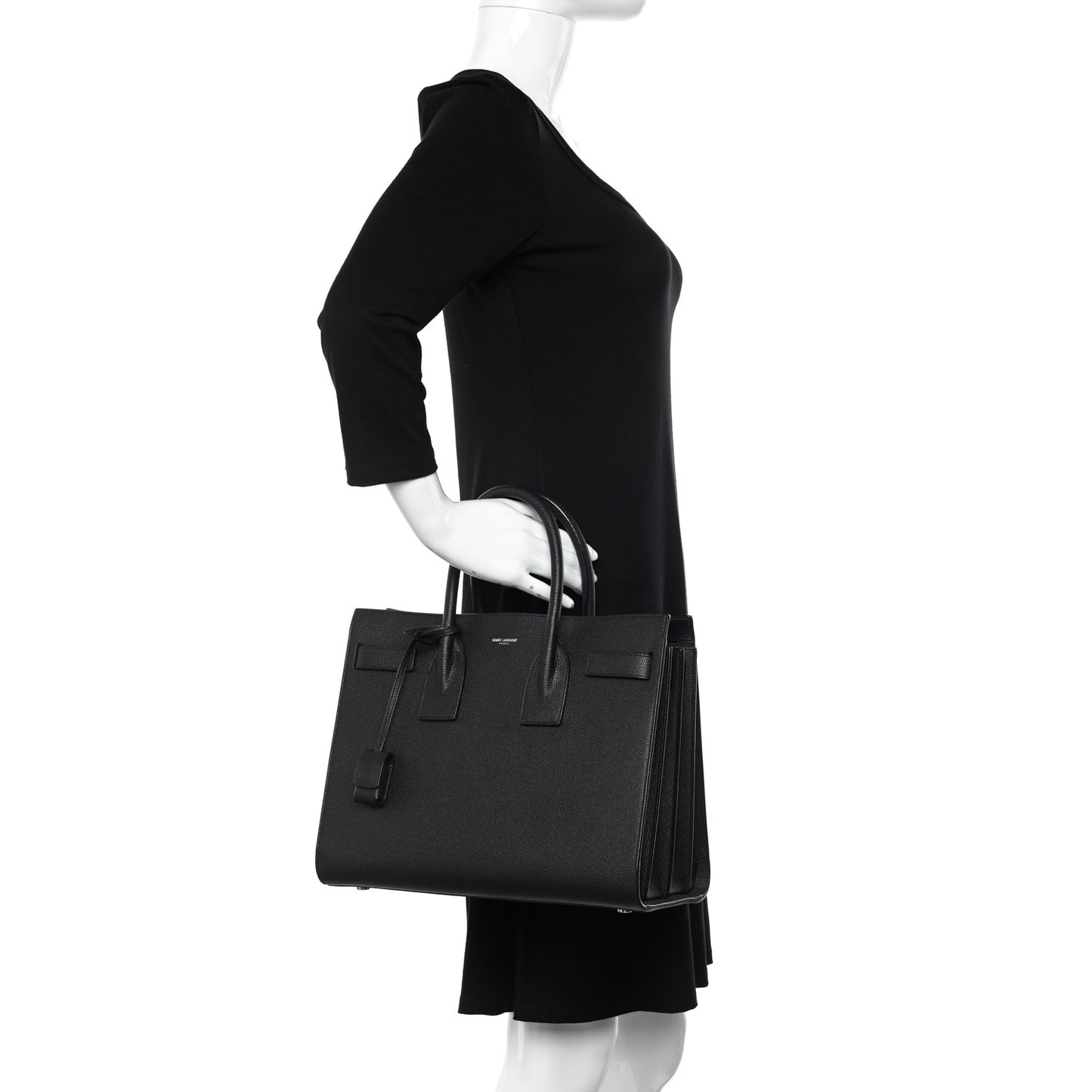 Grained Calfskin Small Sac De Jour Black
