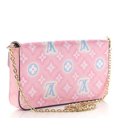 Louis Vuitton Vernis Valentine Felicie Pochette Chain Wallet Light Pink Neon 4 of 11
