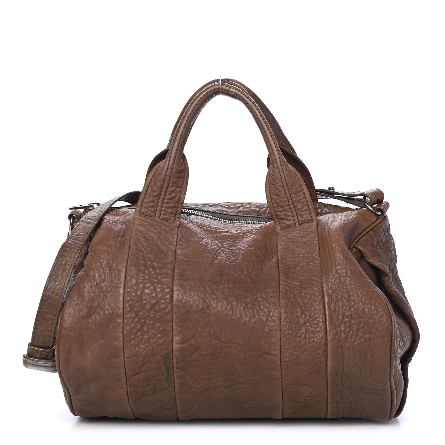 Pebbled Lambskin Rocco Antique Brass Hardware Brown
