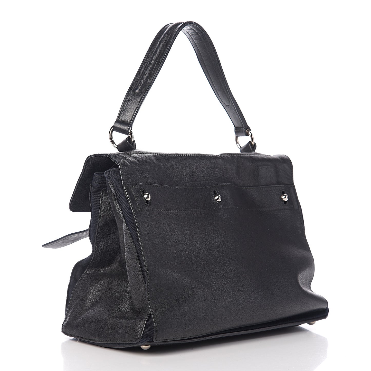 Calfskin Canvas Medium Muse Two Black