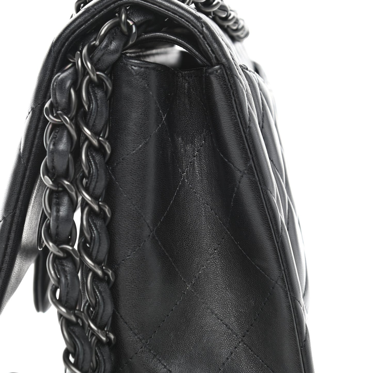 Lambskin Quilted Jumbo Double Flap So Black
