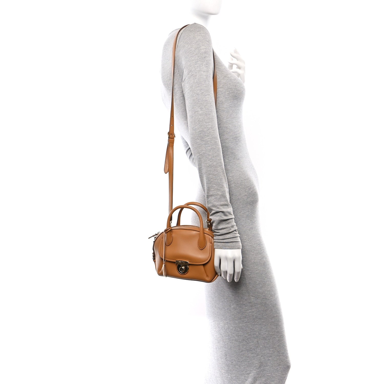Salvatore Ferragamo Calfskin Small Fiamma Bag Brown 2 of 9
