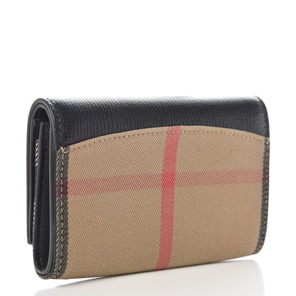 Burberry Grainy Calfskin House Check Wellington Wallet Mahogany Black 3 of 7