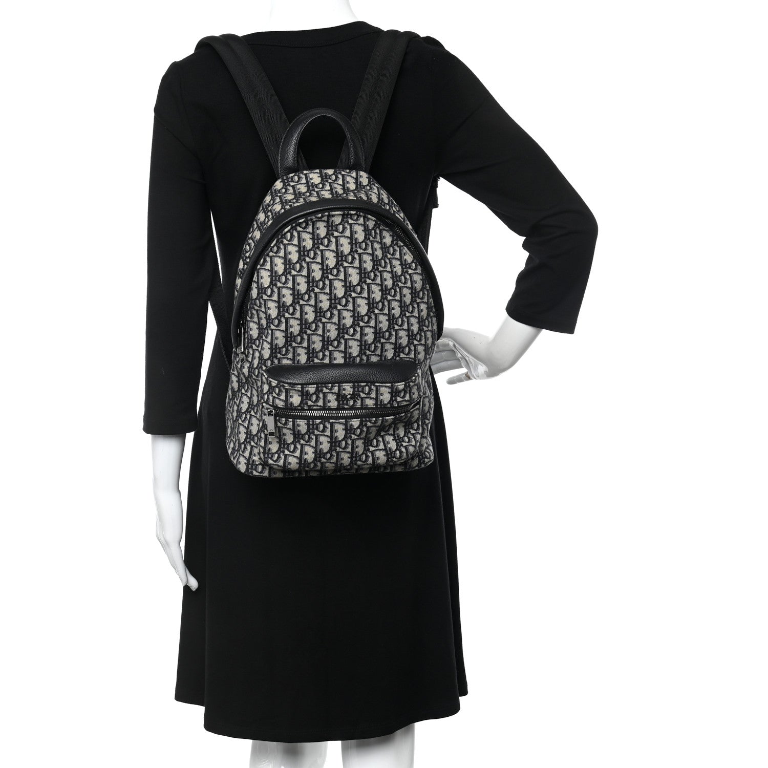 Christian Dior Oblique Calfskin Rider Kid's Backpack Beige Black 2 of 9