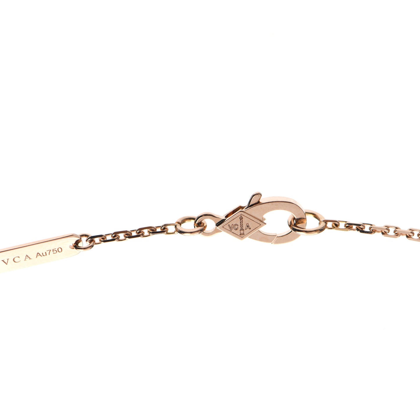 18K Rose Gold Diamond Black Onyx Vintage Alhambra Pendant Necklace