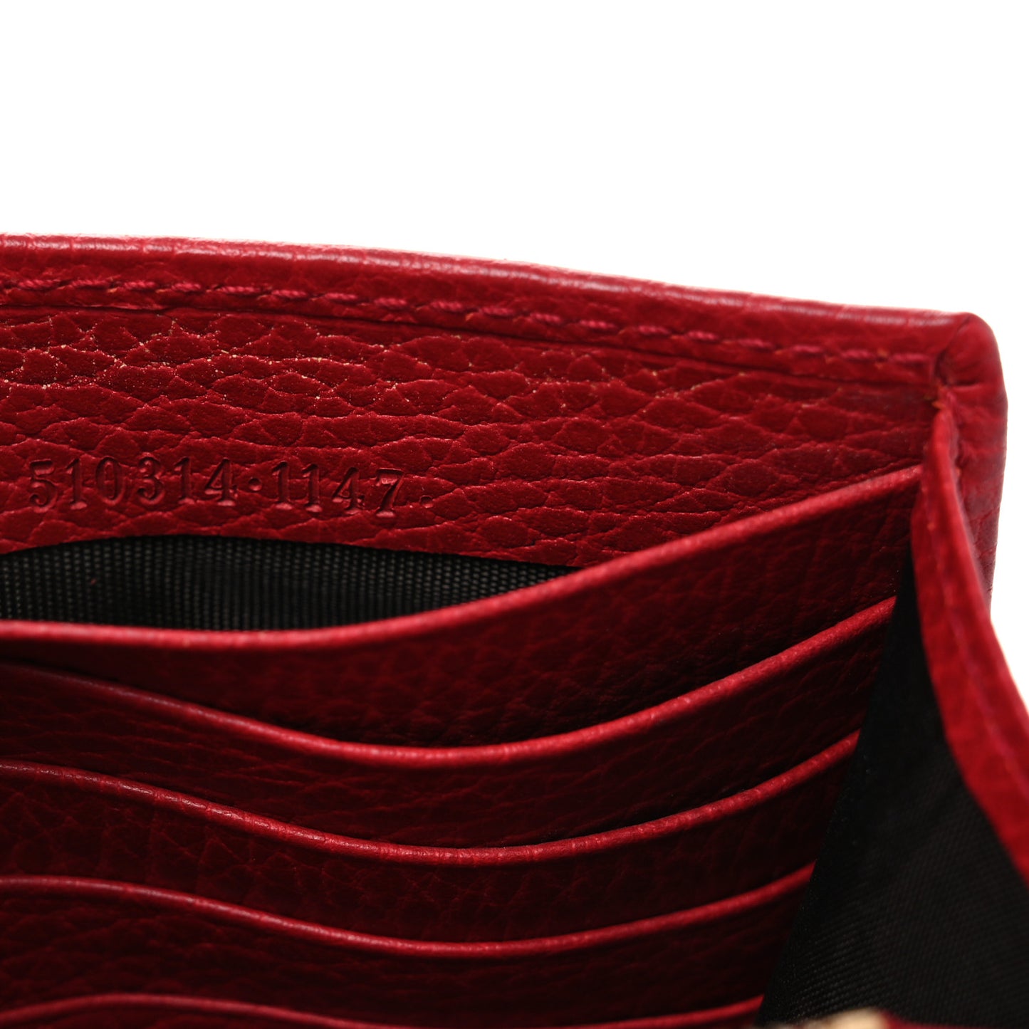 Dollar Calfskin Interlocking G Chain Wallet Red